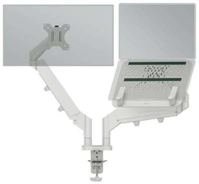 Monitor- és laptoptartó-kar, LEITZ "Ergo Dual", világosszürke