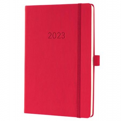 Naptár, A5, heti, 2023, kemény borító, SIGEL "Conceptum", piros