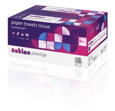 Interfold közületi kéztörlő 2 rtg. fehér Satino Prestige 24x20,6 cm